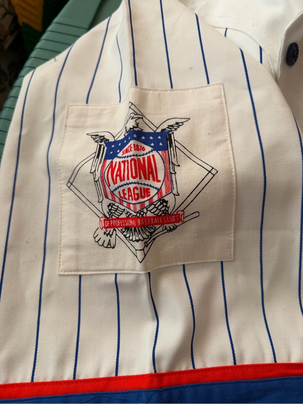 New York Mets White Pinstripe Button-Front Men’s Baseball Jersey - Picture 6 of 7